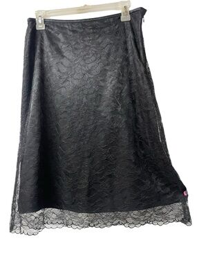 George Black Lace A-Line Skirt Sz 8 Beautiful New vintage